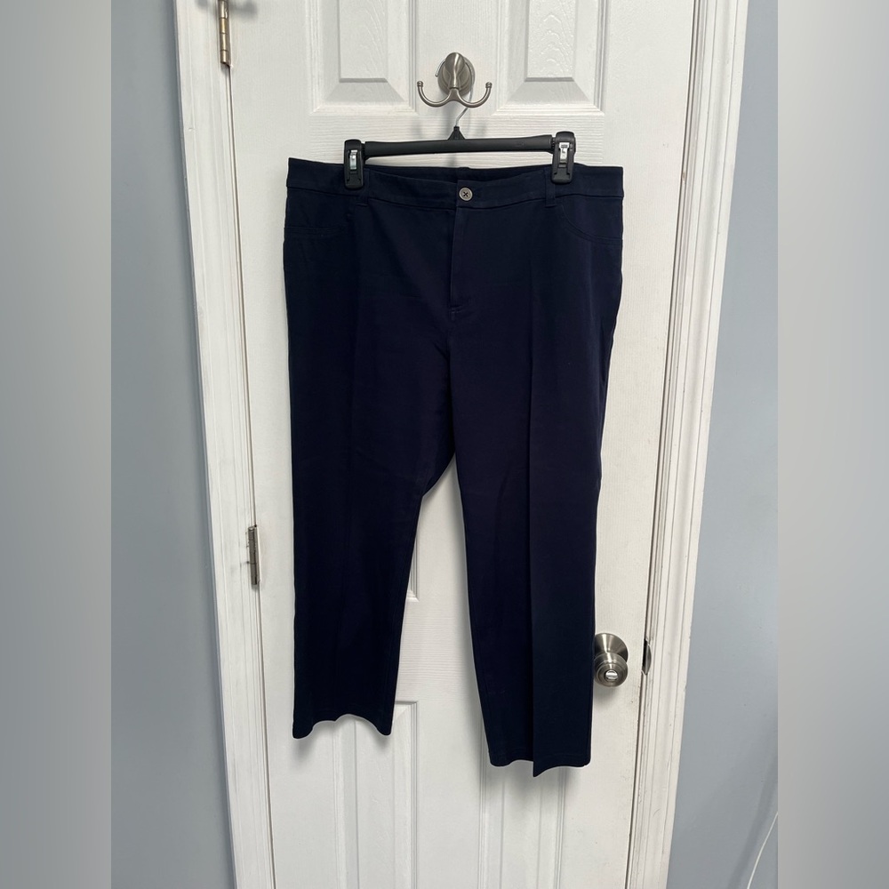 Chicos Pants Womens 2.5 US 14 Navy Blue Zip Crop Straight Leg preppy nautical